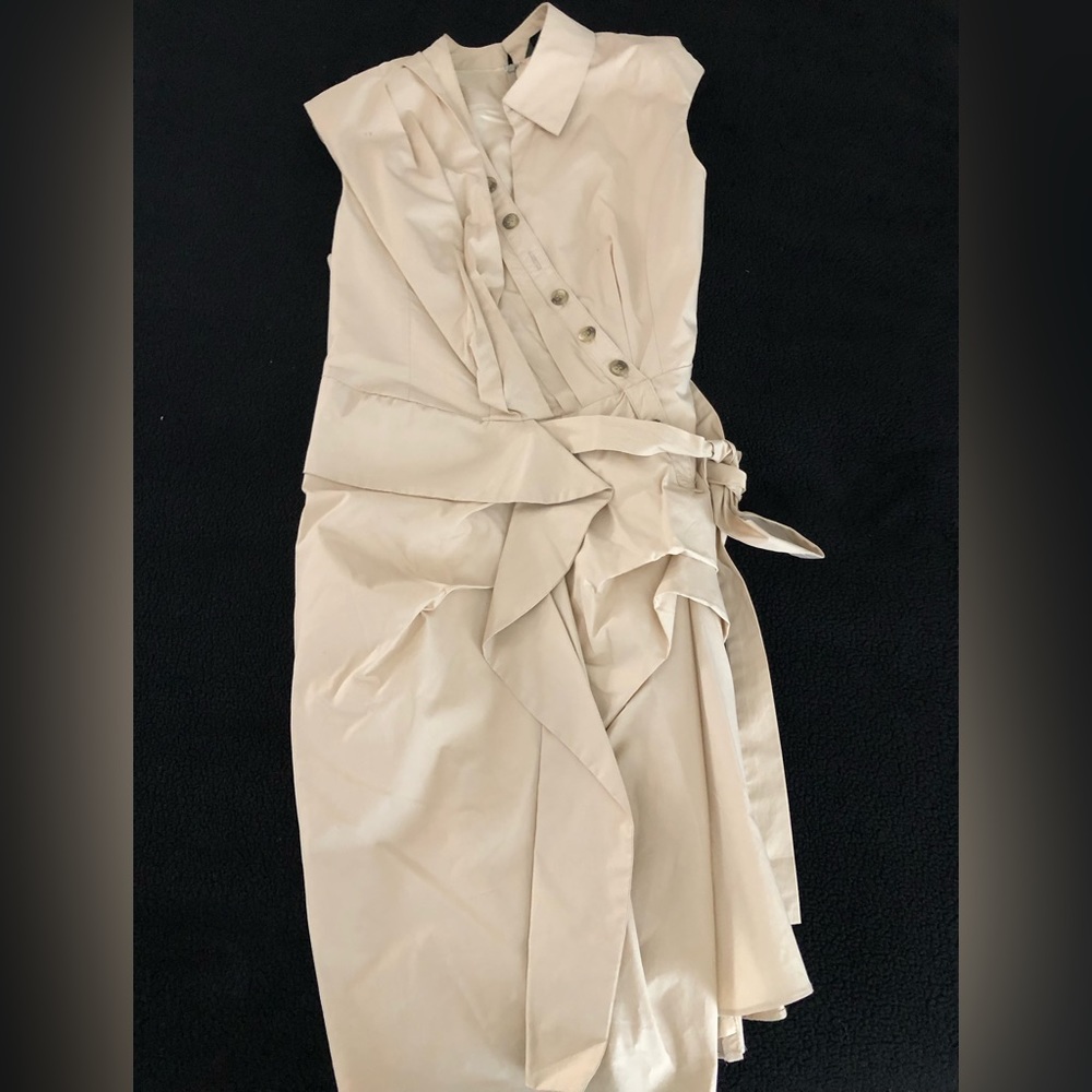 TOV holy cream dress with button front